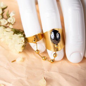 ELA STONE GOLD & BLACK CLASSIC RING | WOMENS